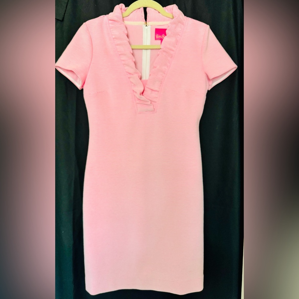 Lilly Pulitzer Tisbury Pink Striped Ruffle Dress